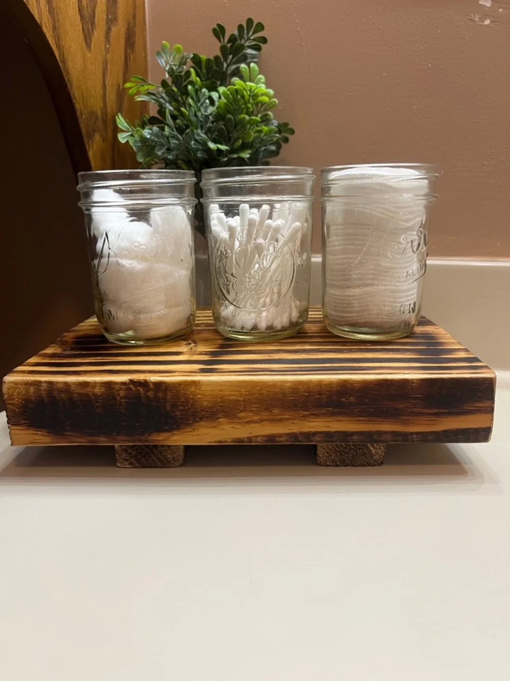 Rustic Bath Counter Riser, Wooden Pedestal Tray, Kitchen Trivet, Handmade